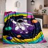 1pc Cosmic Astronaut Lightweight Flannel Blanket, Comfortable and Warm Blanket, for Office and Camping Sofa Bed, Livingroom093