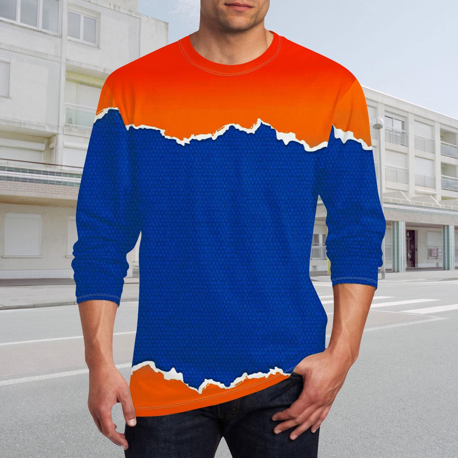 

Муж. Футболка Круглый вырез Одежда Одежда На открытом воздухе Длинный рукав С принтом Модельер Винтаж M оранжевый