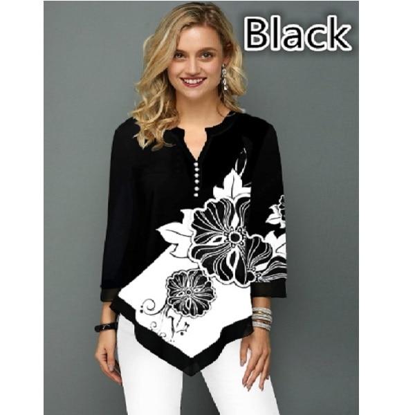 3D Positioning Printing Street Hipster V-neck Irregular Hem Loose T-shirt