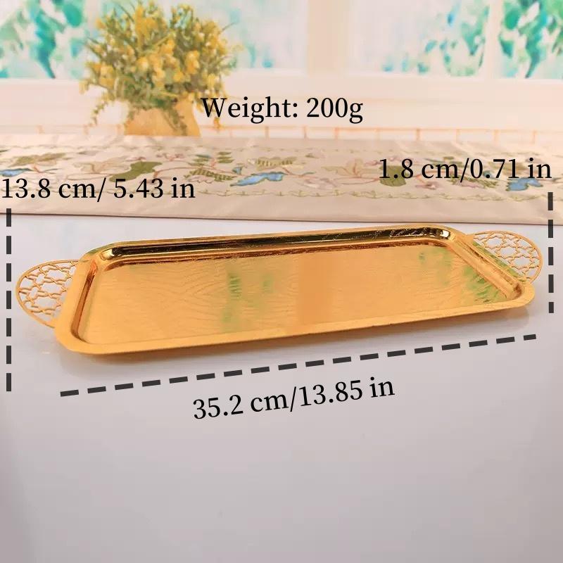 

European Light Luxury Fruit Tray,Alloy Household Rectangular Tray,Dinner Plate Cup Tea Tray Living Room Decoration Storage,35cm 13.85 in