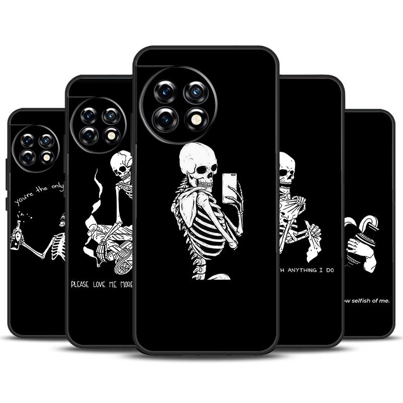 Aesthetic Skeleton Skull Case For OnePlus 12 11 9 10 Pro 9RT 10T 10R 12R OnePlus Nord CE 2 3 Lite 2T N10 N20 Cover