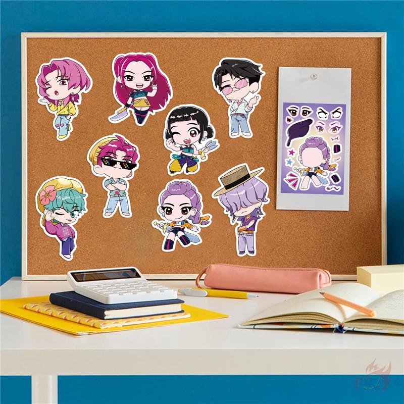 8Sheets/Set KPop Demon Hunters. Make A Face Series 01 Kids Funny Puzzle Stickers DIY Fashion Waterproof Doodle Decals Stickers