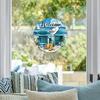 Metal Wall Art Poster, Sea Beach with Seagull and Sailboat, Patio Decoration