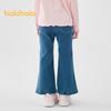 Girls' Embroidered Flared Denim Jeans with Split Hem