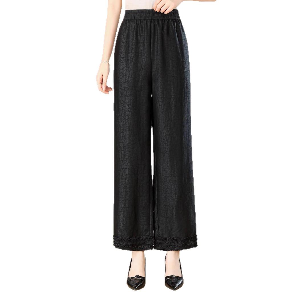 2026 Silk Xiangyunsha Straight-Leg Pants - 100% Mulberry Silk, Casual & Versatile Fashion