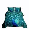Peacock Duvet Cover Set Simple Peacock Feathers Pattern Queen Comforter Cover Girls Women 3 Piece Bedding Sets Bedroom Decor