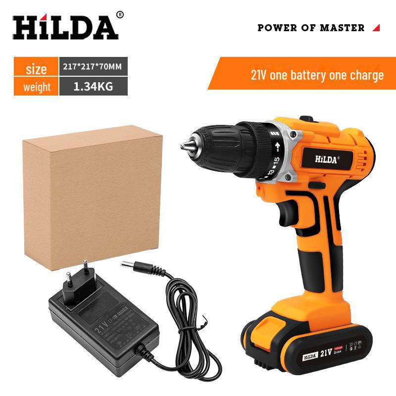 HiLDA Electric Impact Drill: Rechargeable Lithium Battery, 12V/16.8V/21V