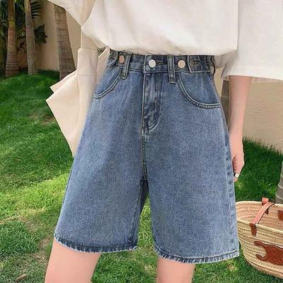 Five Points Denim-Shorts für Damen, Sommer, hohe Taille, lockere Hose mit weitem Bein