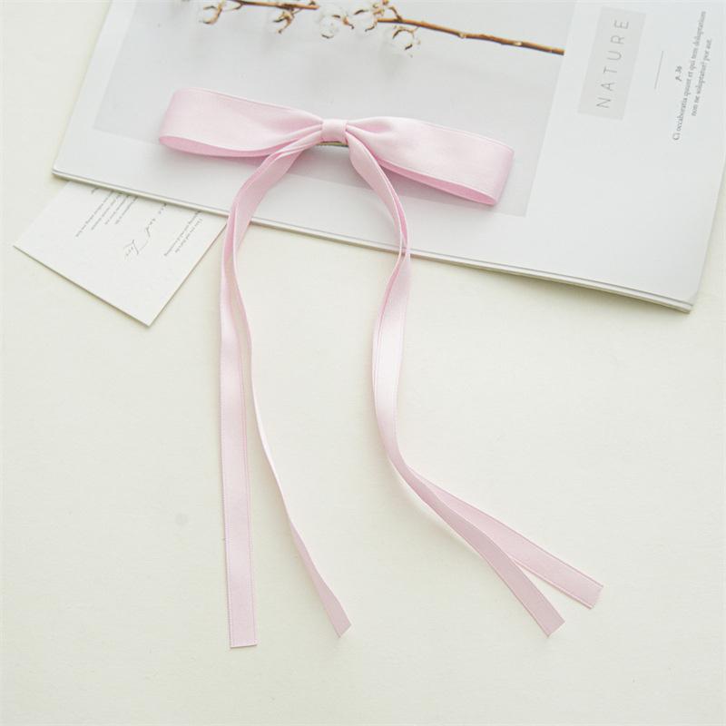 New Elegant Satin Long Tassel Ribbon Clips Women Vintage Simple Bow Hairpins Barrettes Korean Fashion Hair Accessories Gift