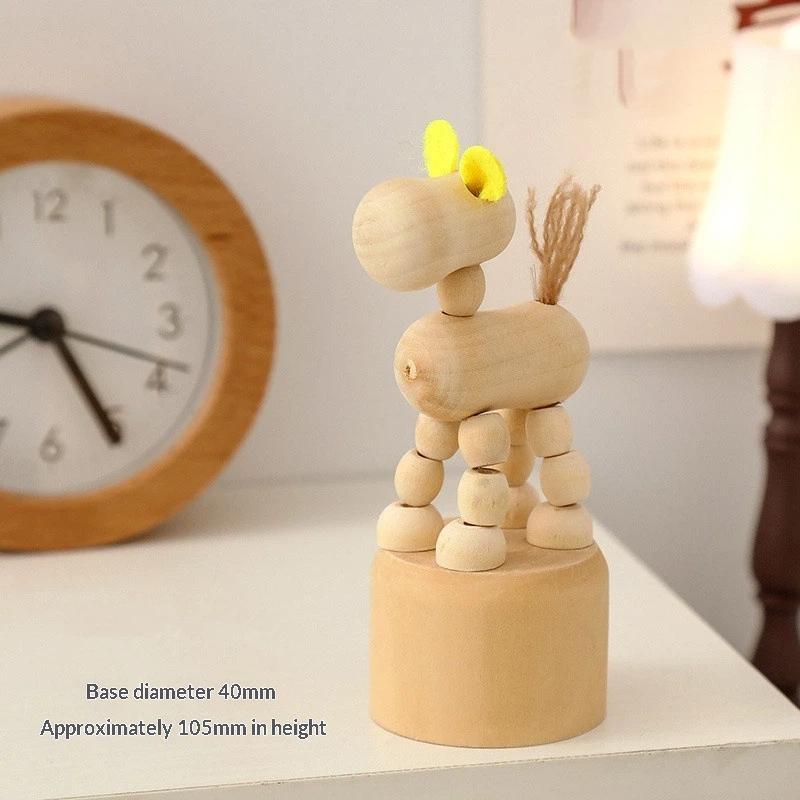Latest Wooden Finger Puppet Toy Cartoon Mini Desktop Movable Elephant Tiger Dog Puppet Figurine For DIY Home Party Decoration
