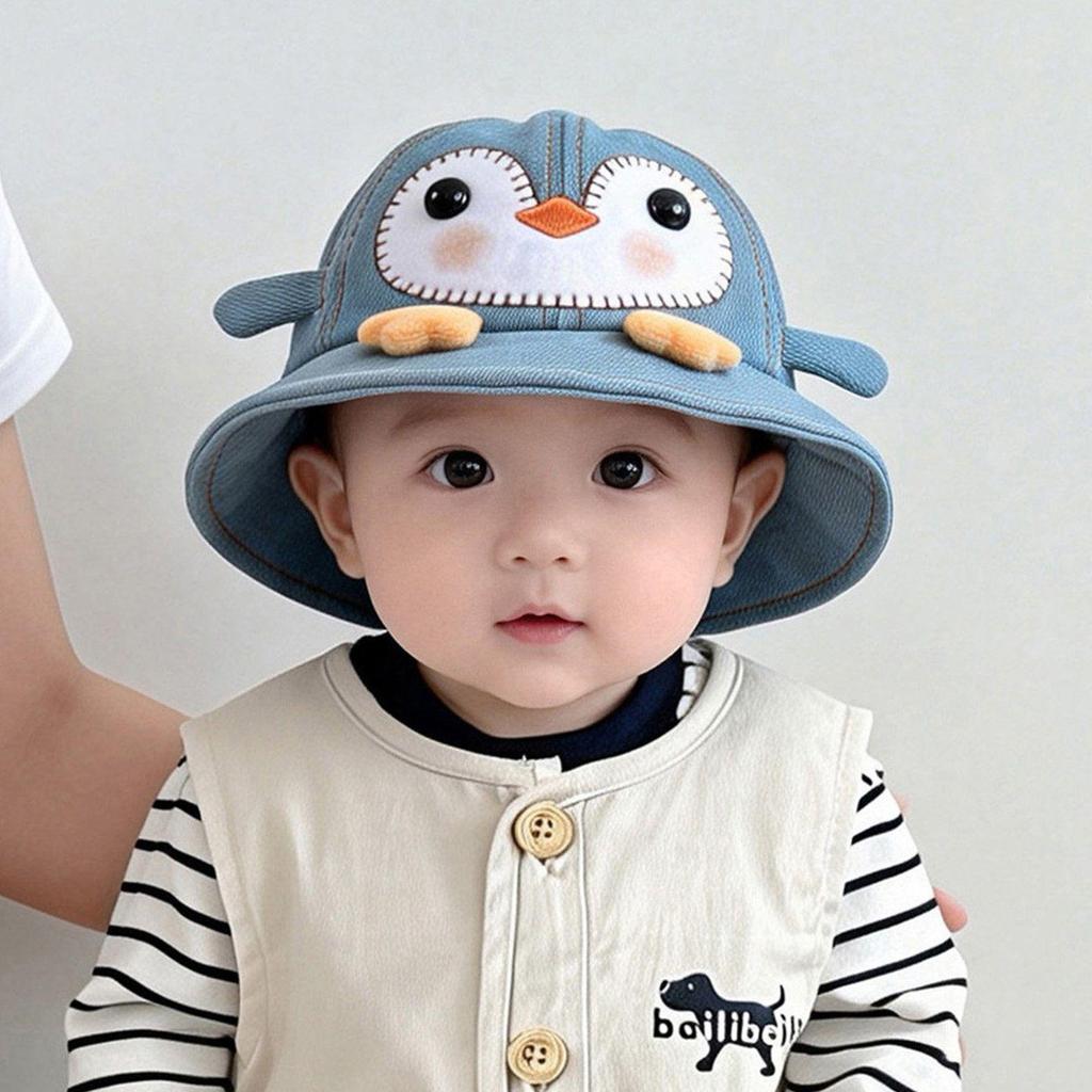 Unisex Baby Denim Bucket Hat - Cute, Thin, Sun-Protective for Spring, Summer, and Autumn Outdoor Travel