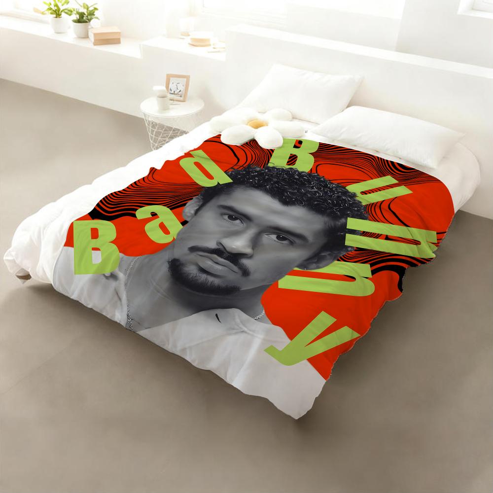 Bad Bunny Throw Flannel Throw Blanket: Soft Kid-Friendly Warm Anti-Static All Season Washable Couch Bed Home