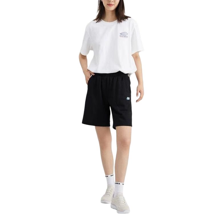 Skechers Solid Color Breathable Comfortable Sports Shorts Women Shorts Carbon-Black L223W136-0018