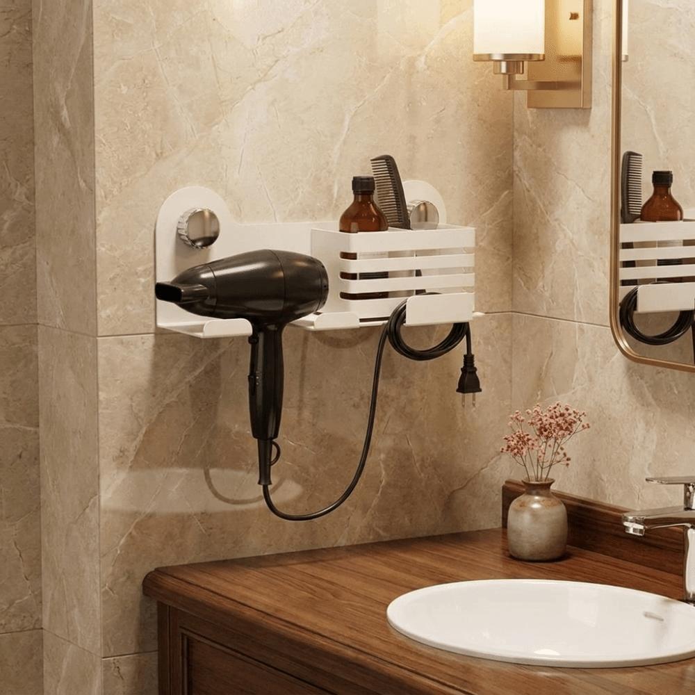 Space Saving Suction Cup Hair Dryer Holder No-Drill Hair Straightener Holder Salon Use