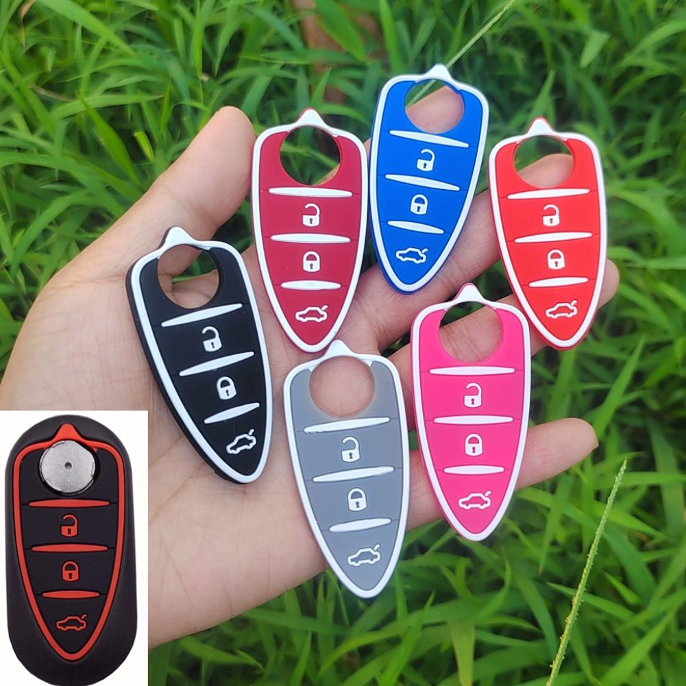 10 Colours 3 Buttons Car Remote Key Shell Key Pad Rubber for Alfa Romeo 156/159 /mito/giulietta/gt/4c Accessories for Girls