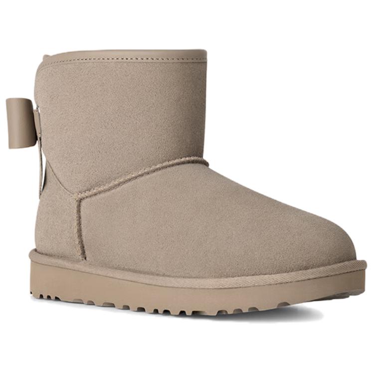 UGG Ultra Mini Bailey Leather Bow Comfortable Fashion Snow Boots Women boots Pebble-Grey 1174494-CBBLG