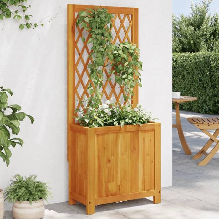 VidaXL Jardinière avec treillis 55x29,5x132 cm bois massif d'acacia, jardinière de jardin, jardinière de patio, boîte à 364900