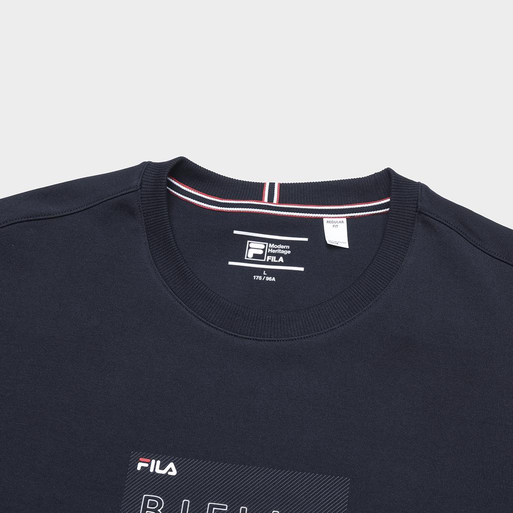 Fila Letter Print Casual Crew Neck Knit Pullover Sweatshirt Men Sweatshirt Legendary-Blue F11M411211F-NV