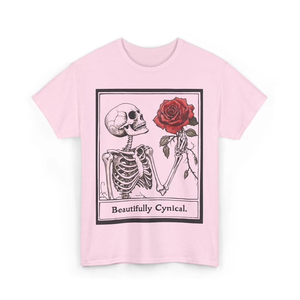 Dark Academia Skeleton T-Shirt Gothic Floral Rose Art Aesthetic Dark Romance Shirt Memento Mori Vintage Graphic Tee Men Clothing