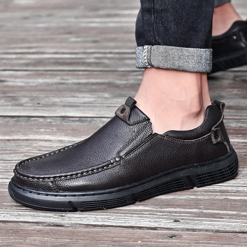 Męskie buty codzienne z prawdziwej skóry, buty biznesowe, mokasyny