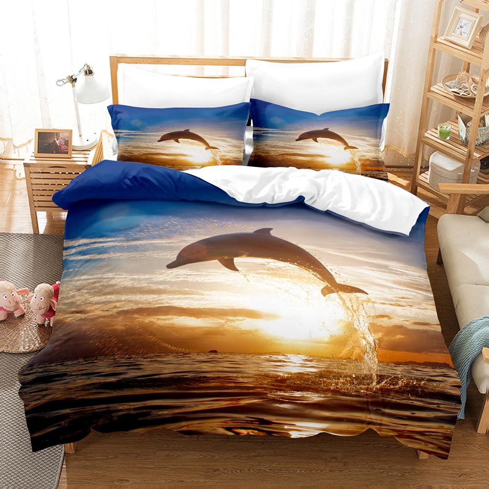 3DThe DolphinsBedding Sets Duvet Cover Set With Pillowcase Twin Full Queen King Bedclothes Bed Linen