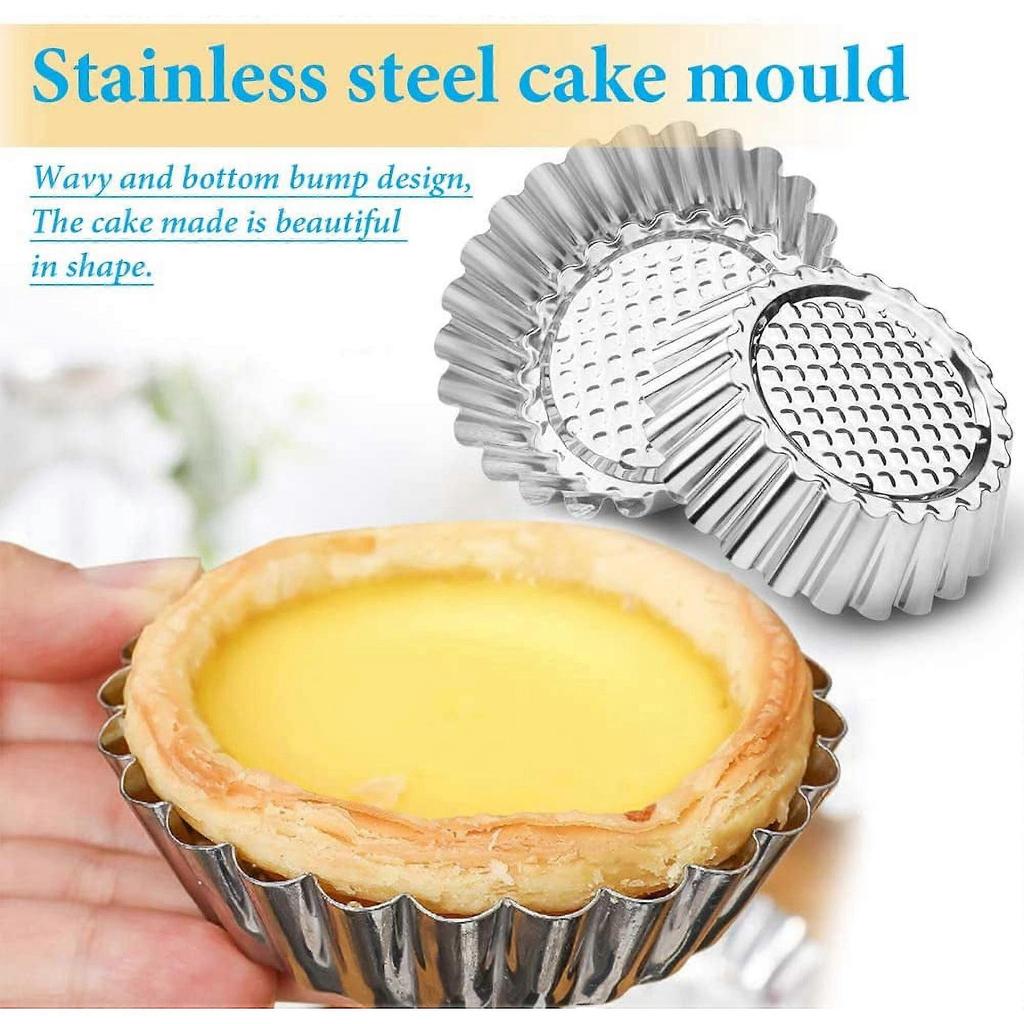 20 Packs Cupcake Mold, 3.8inch Stainless Steel Mini Pie Tartlet Cupcake Cake Muffin Mold Tin Pan Baking Tool