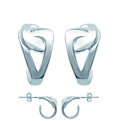 [F6746] - Silver Hoop Earrings 'Choréographie' - 12x8 Mm
