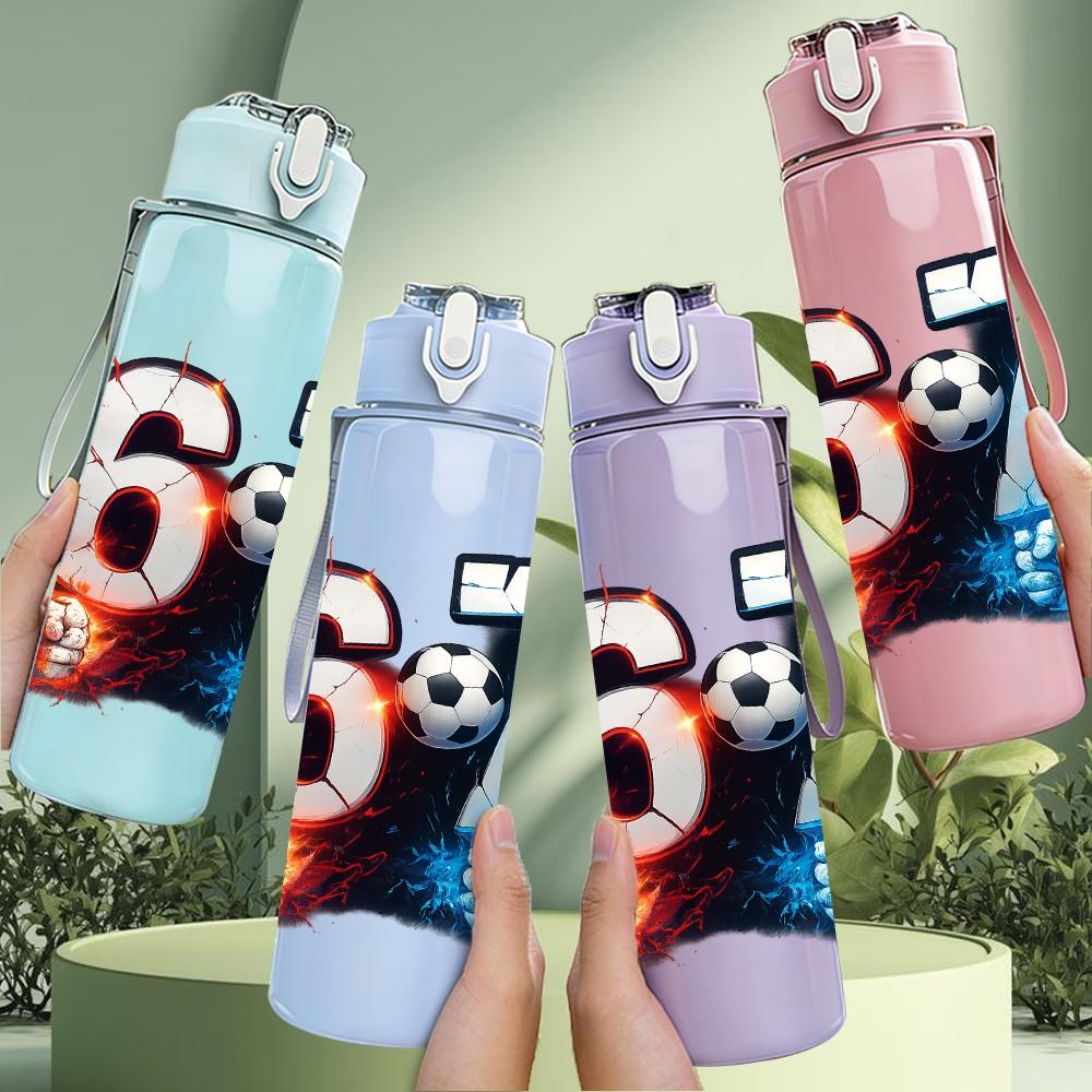 1PC Colorful Number 67 Art 750ml Color Plastic Sports Water Bottle Leakproof Flip Straw Lid Suitable for Sports Office Home Use