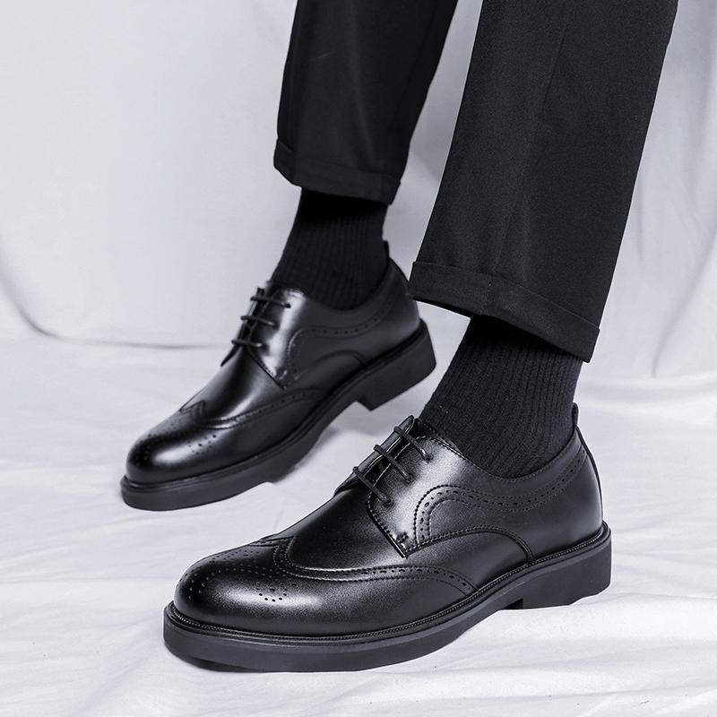 New Oxford Shoes Thick Bottom Dress Shoes Classic Business Formal Shoes Man Banquet Wedding Shoes Office Mens Wingtip Boos Shoes