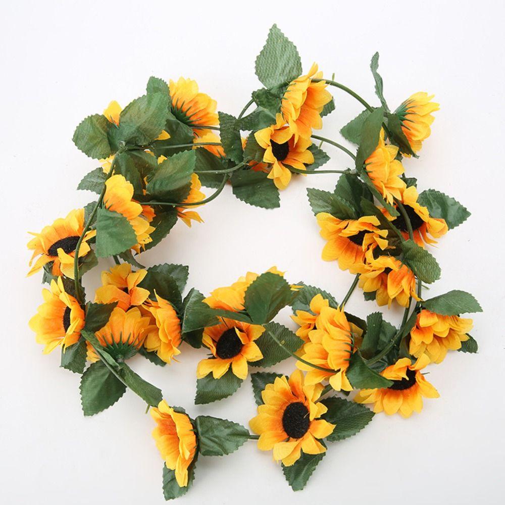 Floral Art Sunflower Artificial Flowers Vine 26 Heads Simulated Flower Fake Sunflower Vine  Wall
