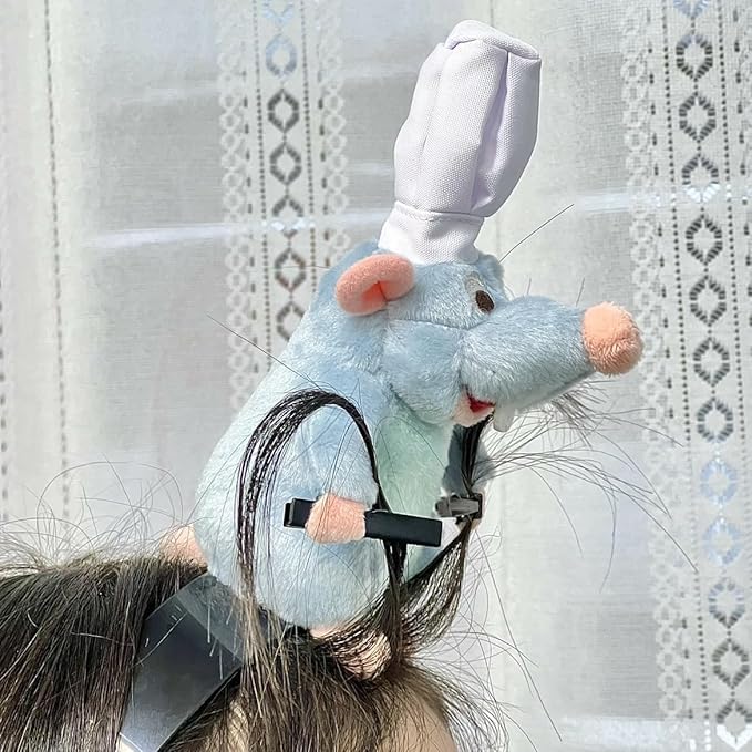 [Raineed] Women's Ratatouille Mouse Headband, Stylish Mouse Hair Ornament, Plush Headband, Cosplay Accessory, Cute Anime Style, Perfect for Parties,