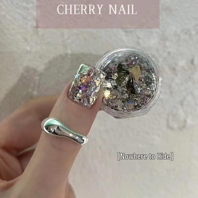 Cherry Nail Glitter: Super Flash Laser Sequins Korean Style Patches - Shiny Influencer Favorite
