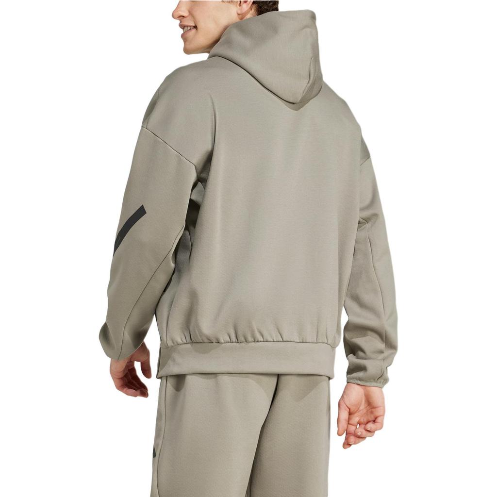 Adidas Zne Mikina Logo Značky Oboustranná Pletená Pohodlná Tréninková Mikina s Kapucí Pánské mikiny Hnědá JE3071