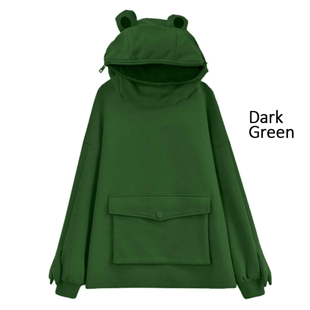 Dámská mikina Frog Hoodie Oversized Harajuku Mikiny s kapucí Žena Podzim Zima Velké velikosti Běžné Kapesní Mikiny Pulovry Topy