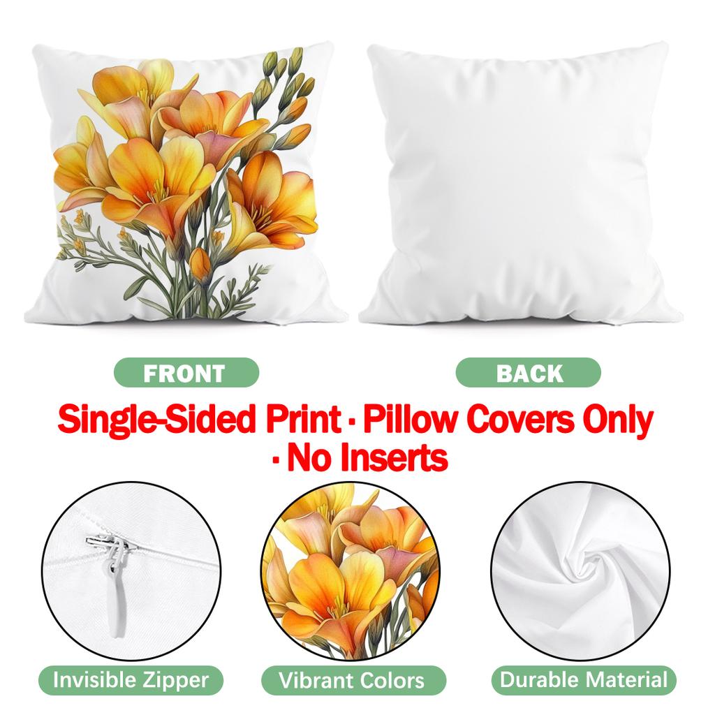 Yellow Floral Pattern Pillowcase Printed Polyester 40/45/50cm Throw Pillowcover Decorative Sofa Cushion Pillowslip Home Decor
