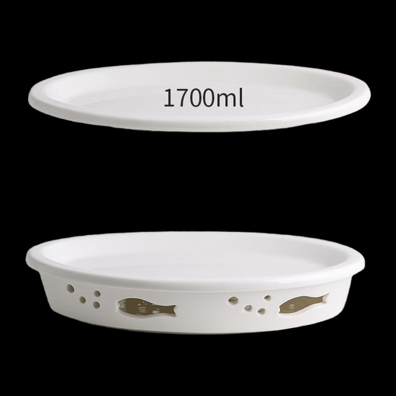 Ceramic Insulated Fish Serving Plate with Heating Stand