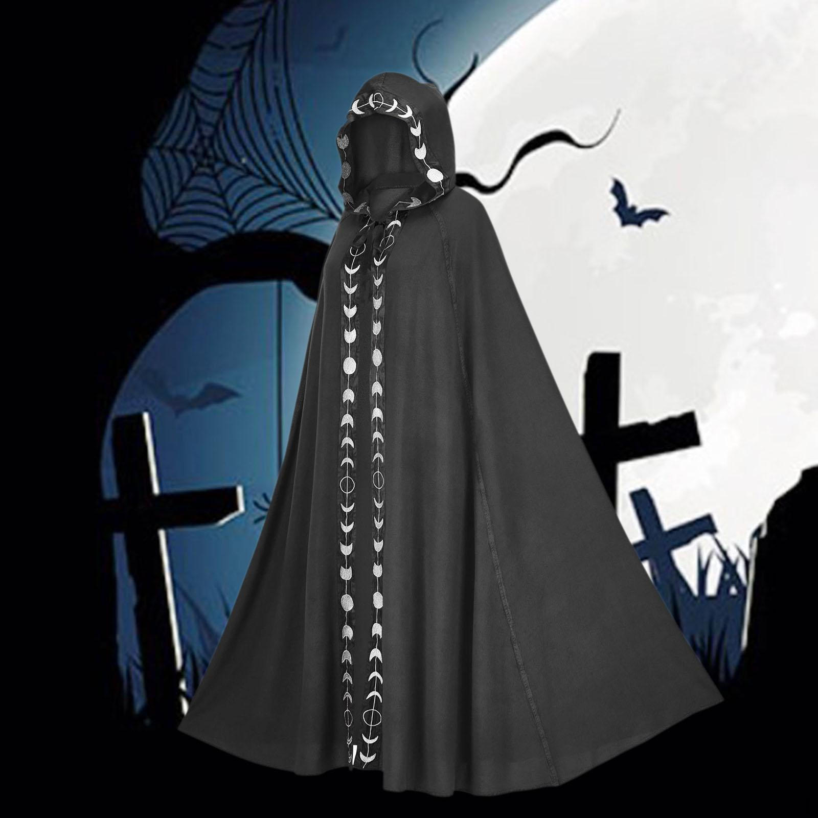 Очаровывающий Хэллоуинский Плащ с Капюшоном для Праздничных Торжеств чёрный