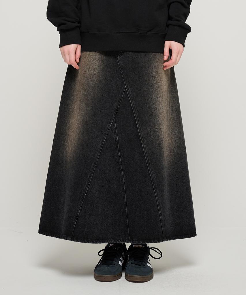 Road Road Maxim Denim Snow Wash Long Skirt (Washed Black)