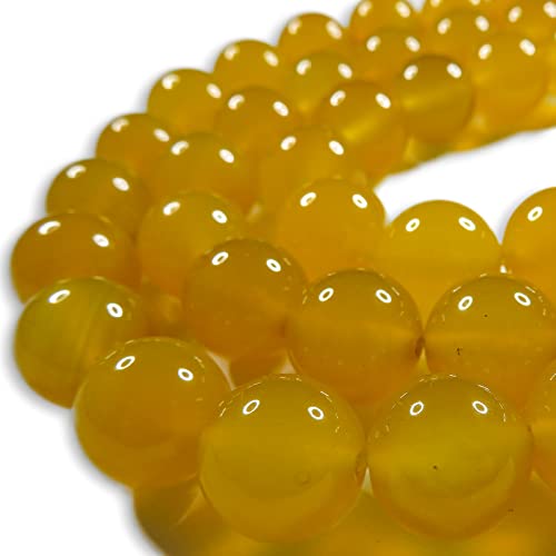 SmileStone Yellow Agate Round Beads (12mm) - Sold as a Strand (Approx. 38cm)