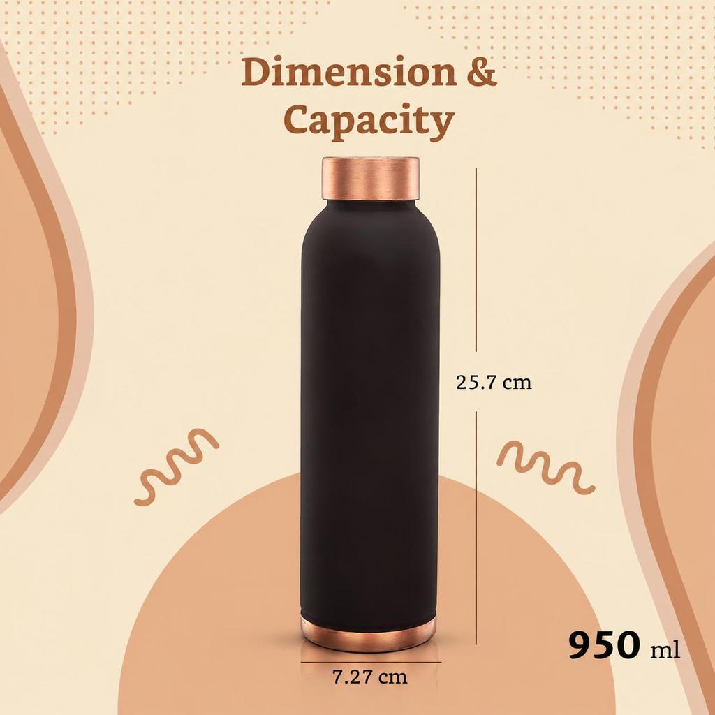 Copper Leak-Proof Powder Coating Bottles | 950 Ml | Pure Copper | Coca Cola Color | Daily Wellness Bottle