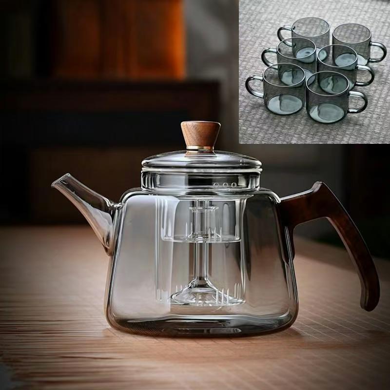 High-Temperature Resistant Glass Teapot with Large Capacity for Electric Stove and Fireplace Use