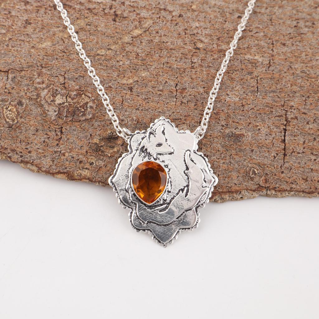 Citrine Gemstone Jewelry, 925 Solid Sterling Silver Pendant, Handmade Gorgeous Silver Pendant, Protecting Jewelry For Mother