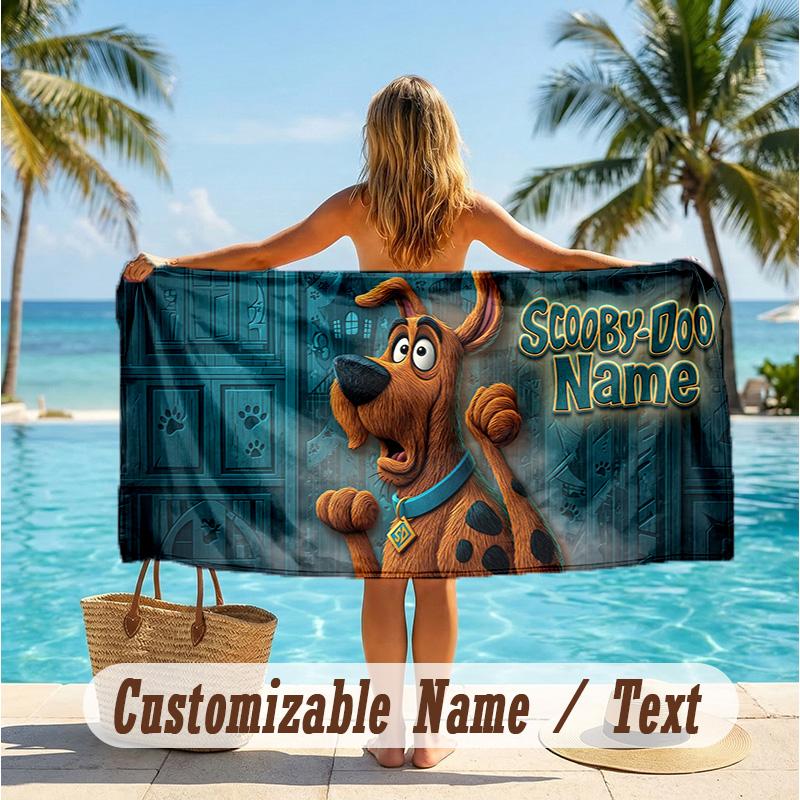 Custom Text Beach Towel, Soft Absorbent Swimming Multi-use TowelScooby-Doo