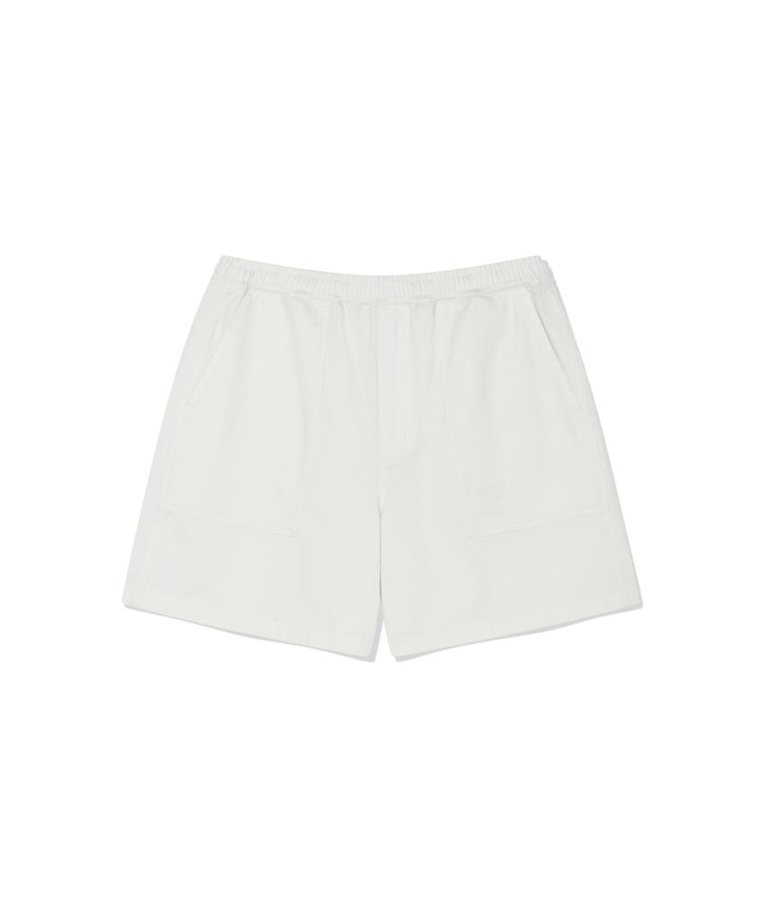 COVERNAT Regular Fatigue Short Denim Shorts White