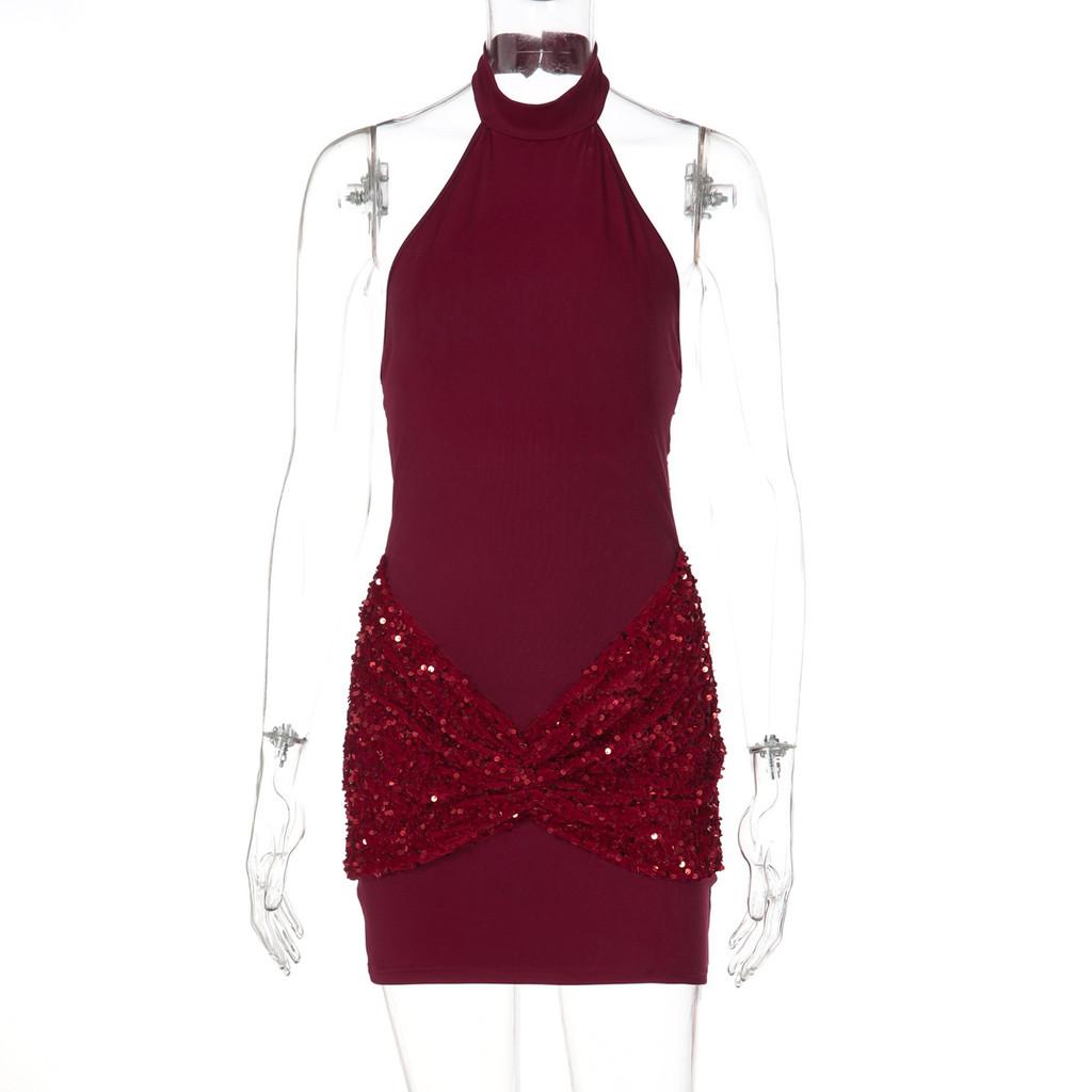 Elegant Backless Sleeveless Dress With Glitter Detailing For Party Wear