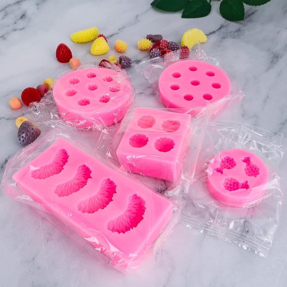 5 Pieces Strawberry Silicone Molds Orange 3D Fondant Molds Craft Cake Molds  for Cupcake Candy