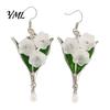 Flower Drop Earrings 1 Pair Valley Floral Earrings, Dangle with Bohemian Style Faux Pearl Charm, Jewelry Gifts for Bridal Wedding Spring Party
