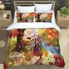 Genshin Impact Printed Polyester Bedding Set For Boys And Girls Three Piece Comfortable Soft Couple Gift Bedding Sets