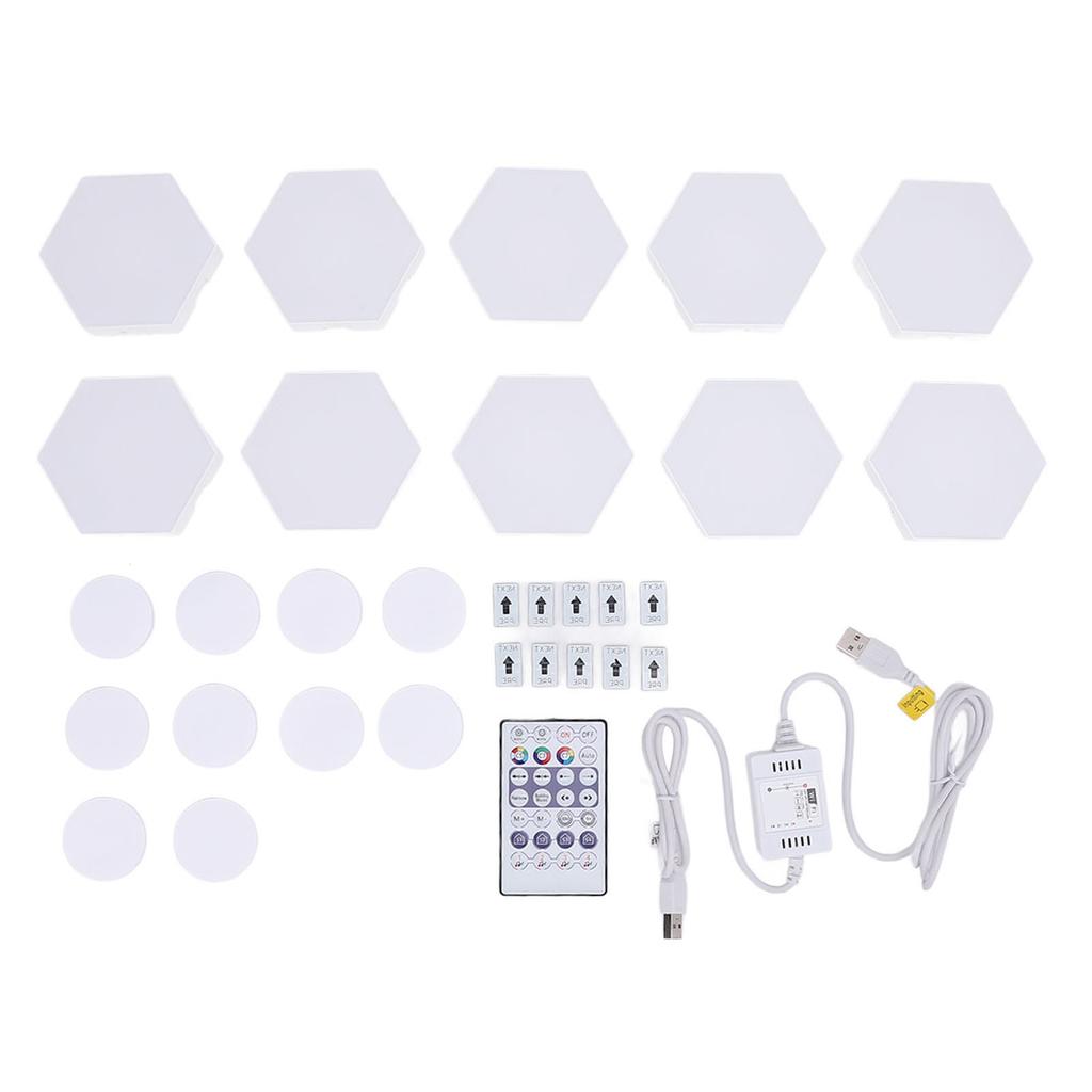 10 Set Hex Light Panels Wall Mounted WiFi Cool Music Sync RGB LED Lights APP Remote Control for Gaming