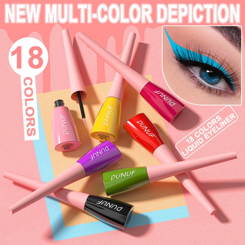 Matte Liquid Eyeliner Pencil 18 Color Waterproof Lasting Quick-Dry Colorful Yellow Blue Pink White Eye Liner Pen Makeup Cosmetic